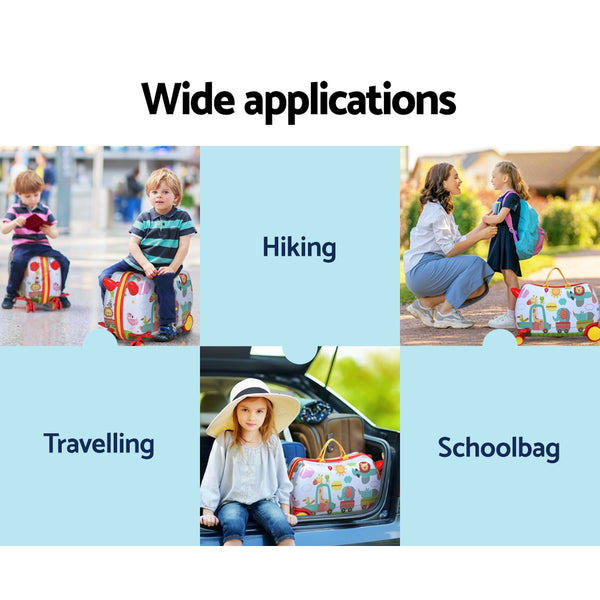 Wanderlite 17" Kids Ride On Luggage Suitcase Travel Wheels Zoo Animals