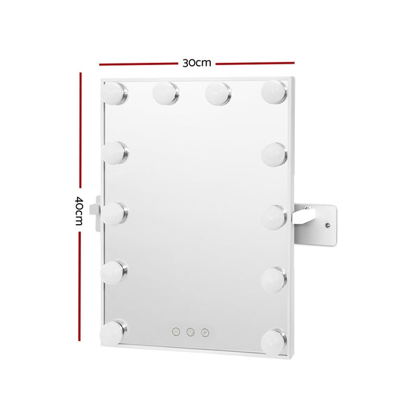 Hollywood Makeup Mirror 12 Dimmable LED Wall Mount Touch Control 30x40cm