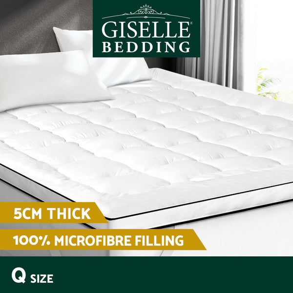 Giselle Bedding Microfibre Mattress Topper Pillowtop Queen