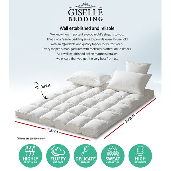 Giselle Bedding 1000gsm Microfibre Pillowtop Mattress Topper Queen 45cm