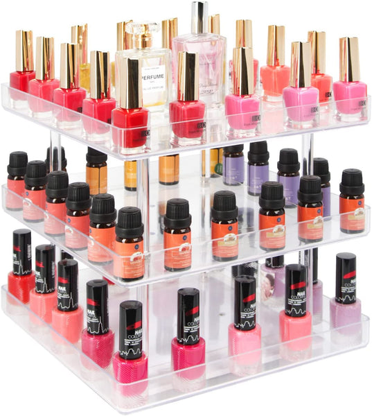 3 Tier Rotating Display Rack Organiser Stand Nail Polish Makeup Cosmetics Acrylic