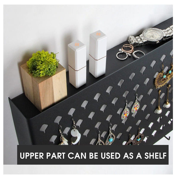 Wall Mounted Earring Jewellery Hanger Organizer Holder 109 Holes 19 Hooks Black