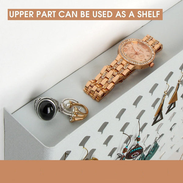 Wall Mounted Earring Jewelry Hanger Organizer Holder 109 Holes 19 Hooks White