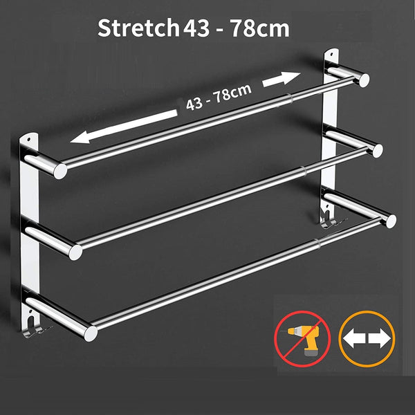 3 Bar Adjustable 45-75cm Towel Rail Bar Rack