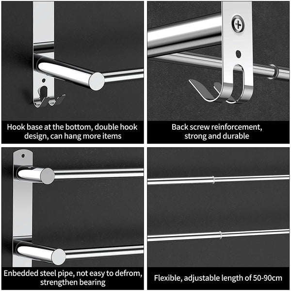 3 Bar Adjustable 45-75cm Towel Rail Bar Rack