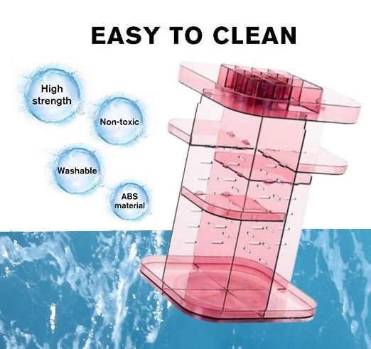 Rotating Adjustable Makeup Organiser Stand Display Holder Storage Pink