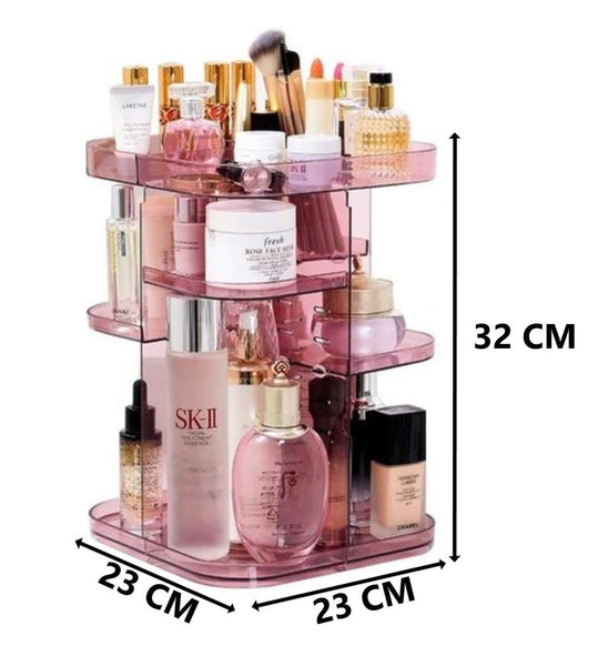Rotating Adjustable Makeup Organiser Stand Display Holder Storage Pink