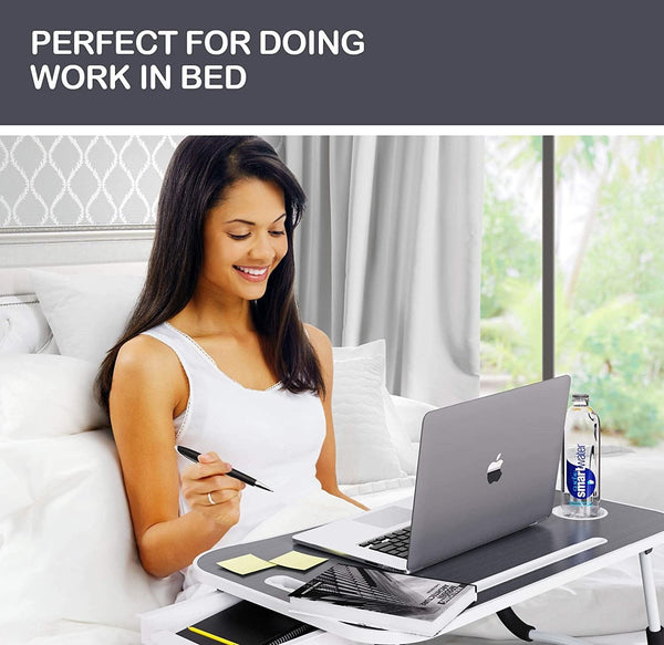 Carla Home Foldable Breakfast Laptop Bed Desk Table Tray Cup Holder 11" - 17"