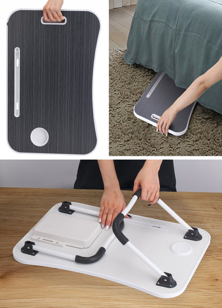 Carla Home Foldable Breakfast Laptop Bed Desk Table Tray Cup Holder 11" - 17"