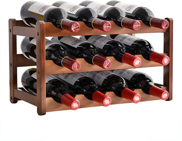 12 Bottle 3 Layer Bamboo Wine Storage Rack