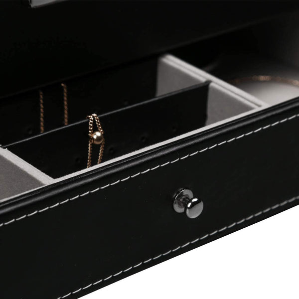12 Slot PU Leather Lockable Watch Jewellery Storage Box Case Black