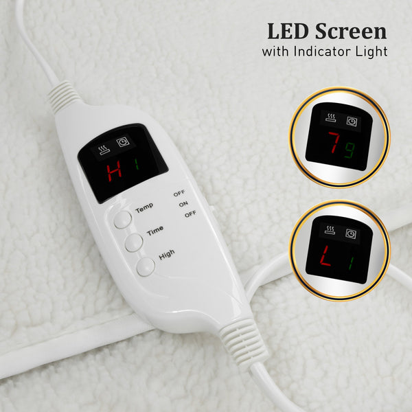 Laura Hill Electric Blanket Fleece Dual LED Control 9 Levels Timer 40cm Double