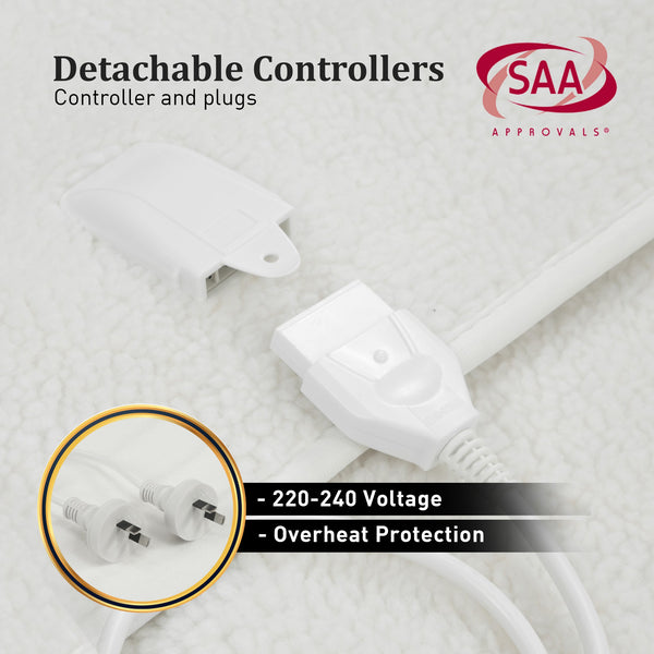 Laura Hill Electric Blanket Fleece LED Control 9 Levels Timer Washable 40cm Single