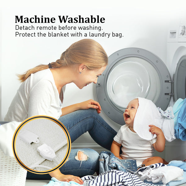 Laura Hill Electric Blanket Fleece LED Control 9 Levels Timer Washable 40cm Single