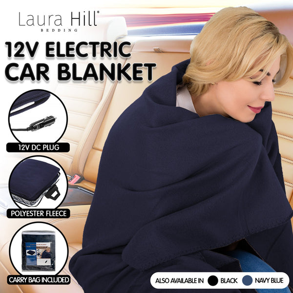Laura Hill Heated Electric Car Blanket 150 x 110cm 12v Blue
