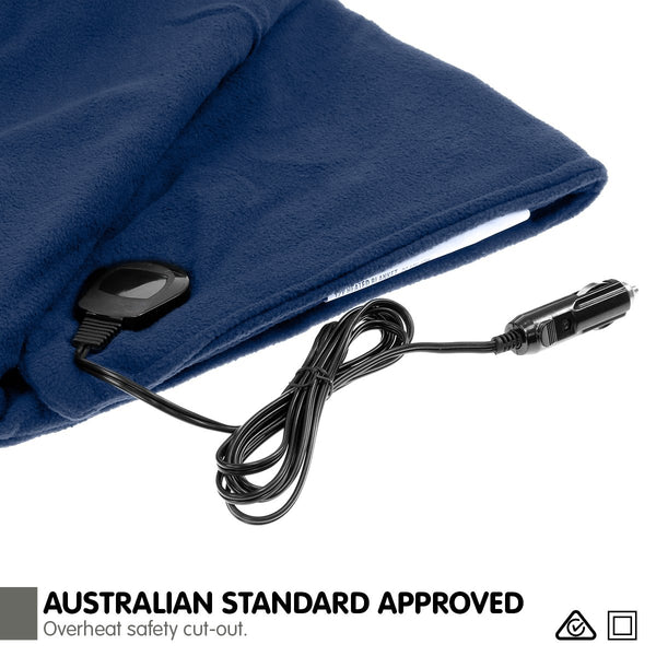 Laura Hill Heated Electric Car Blanket 150 x 110cm 12v Navy Blue