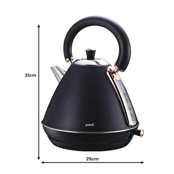 Pronti Toaster Kettle Coffee Espresso Maker Machine Breakfast Set Bundle Black
