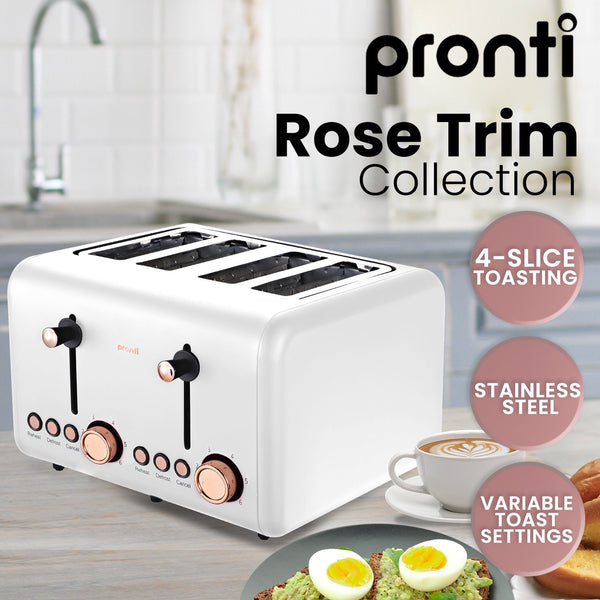 Pronti Toaster Kettle Coffee Machine Breakfast Set Bundle White
