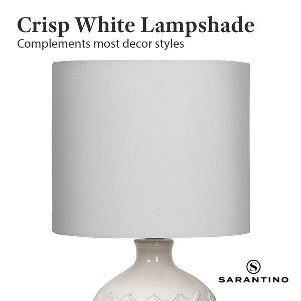 Sarantino Ceramic Coffee Side Table Lamp Light Cream White Shade