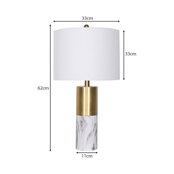 Sarantino Metal Marble Coffee Side Table Lamp Light Brass White