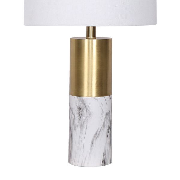 Sarantino Metal Marble Coffee Side Table Lamp Light Brass White