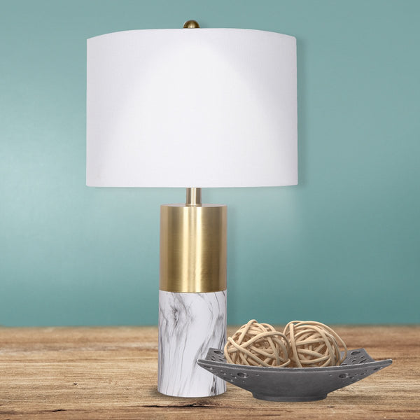 Sarantino Metal Marble Coffee Side Table Lamp Light Brass White