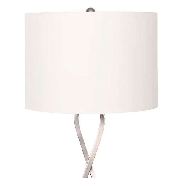 Sarantino Metal Coffee Side Table Lamp Light Nickel White Drum Shade