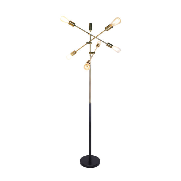 Sarantino Adjustable 6 Arm Metal Sputnik Floor Lamp Light Brass Finish