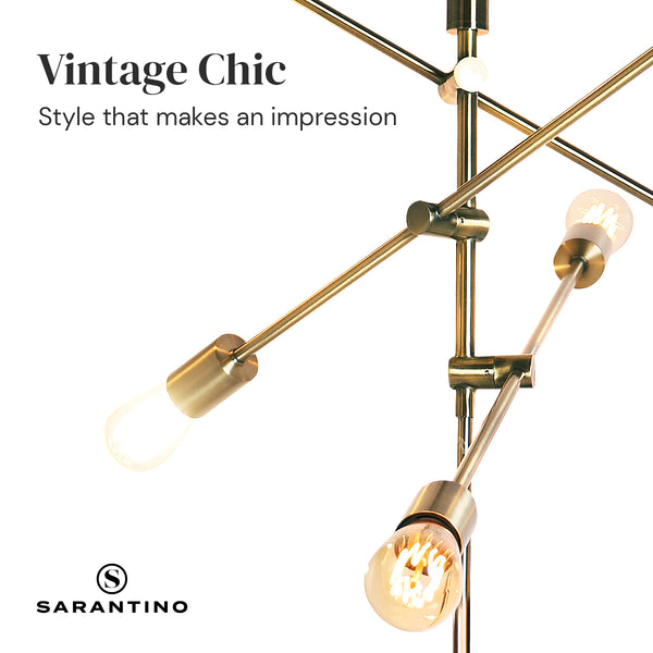 Sarantino Adjustable 6 Arm Metal Sputnik Floor Lamp Light Brass Finish