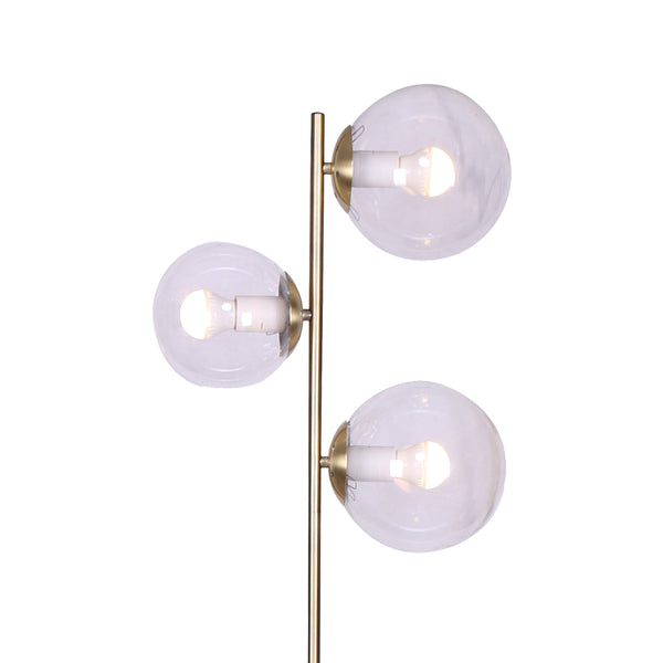 Sarantino Adjustable 3 Light Gold Metal Floor Lamp Glass Ball Shades