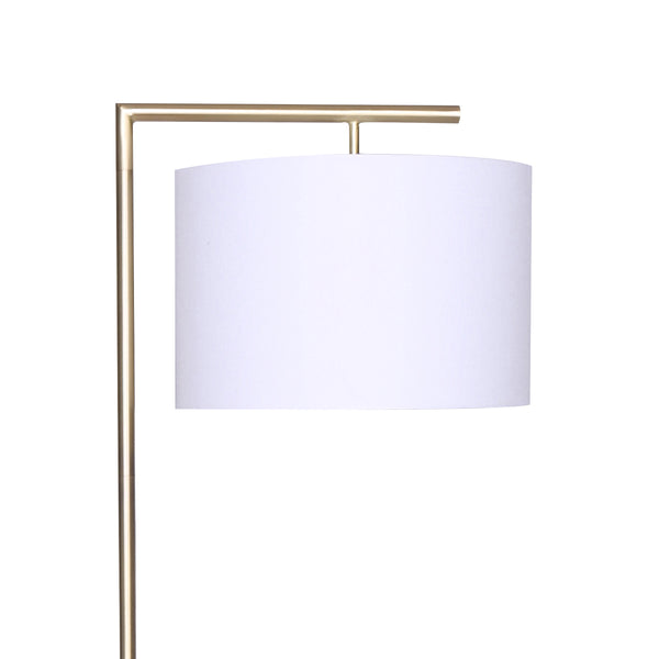 Sarantino 90 Degree Arc Floor Lamp Light Brass Finish White Drum Shade