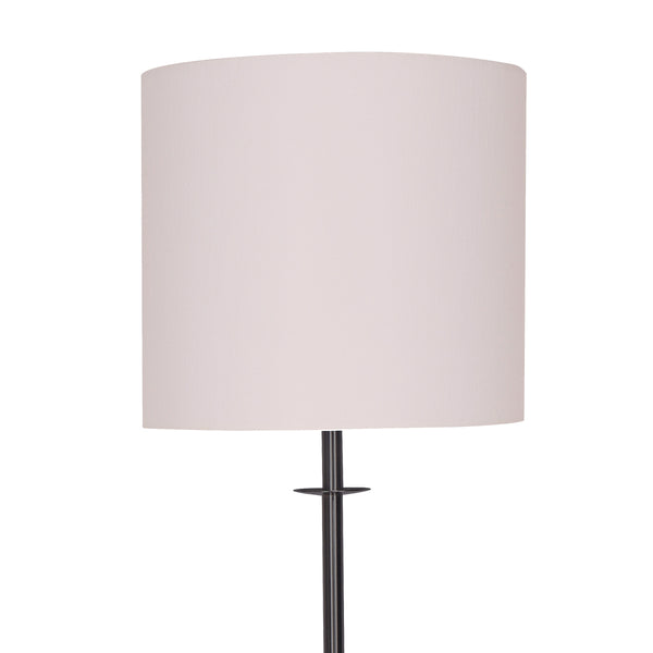 Sarantino Concrete & Metal Table Lamp with Ghost-White Linen Drum Shade