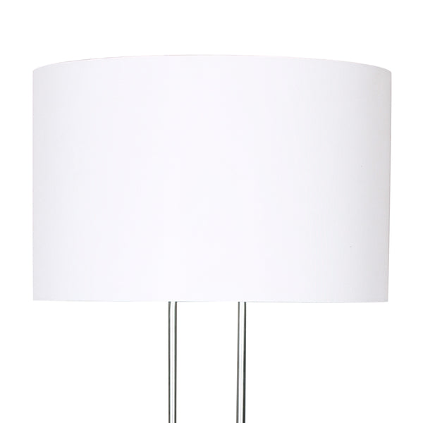 Sarantino Brushed Nickel Height Adjustable Metal Floor Lamp Light White Shade