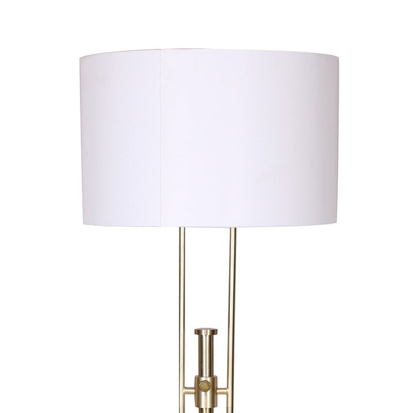Sarantino Brushed Gold Height Adjustable Metal Floor Lamp Light White Shade