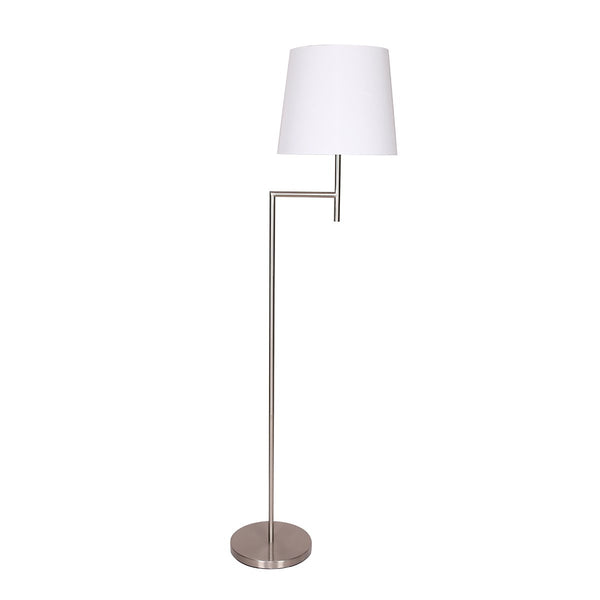 Sarantino Nickel Metal Arc Floor Lamp Light White Shade