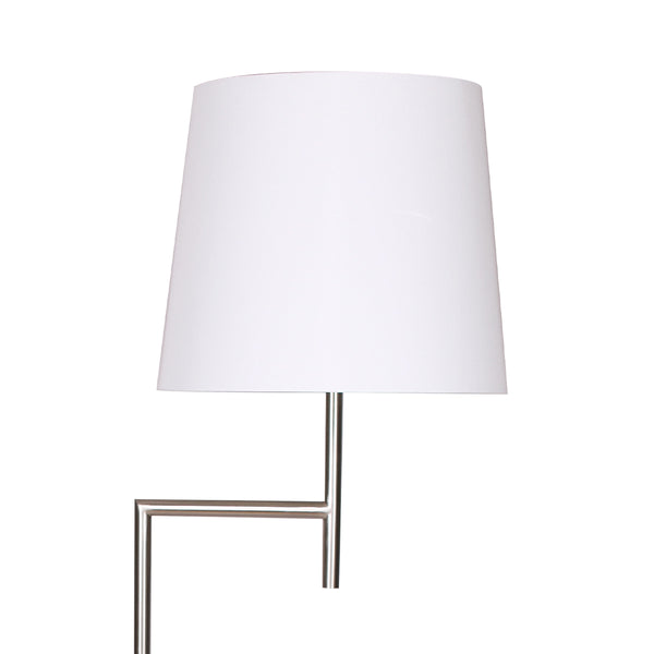 Sarantino Nickel Metal Arc Floor Lamp Light White Shade