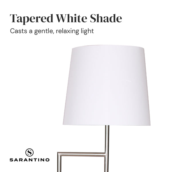 Sarantino Nickel Metal Arc Floor Lamp Light White Shade