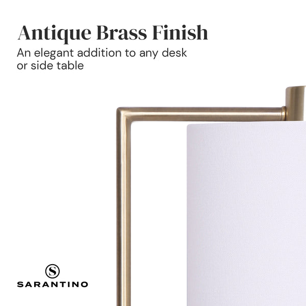 Sarantino Metal Task Lamp Light USB Charging Port Antique Brass Finish
