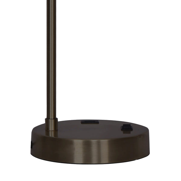Sarantino Metal Table Desk Lamp Light USB Charging Port Bronze Finish White Shade