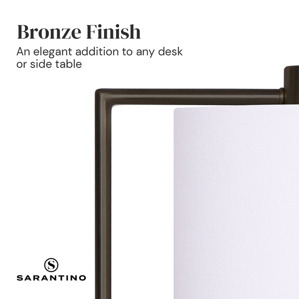 Sarantino Metal Table Desk Lamp Light USB Charging Port Bronze Finish White Shade