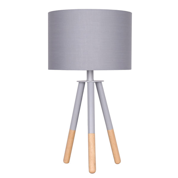 Sarantino Tripod Side Desk Lamp Light Metal Wood Nordic Minimalist Grey