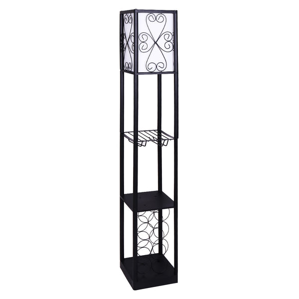 Sarantino Metal Etagere Floor Lamp Light Wine Rack Holder Shelf