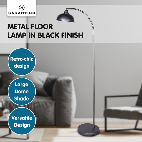 Sarantino Metal Floor Lamp Light Adjustable Dome Shade Dark Grey