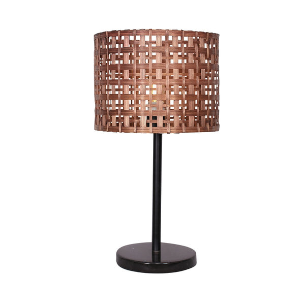 Sarantino Rattan Coffee Side End Table Lamp Light Black Marble Base