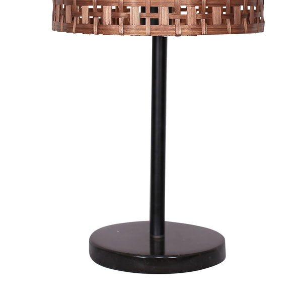 Sarantino Rattan Coffee Side End Table Lamp Light Black Marble Base