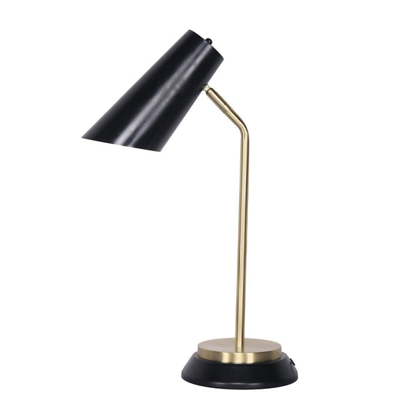 Sarantino Electric Reading Light Bedside Table Lamp Brass Finish Black