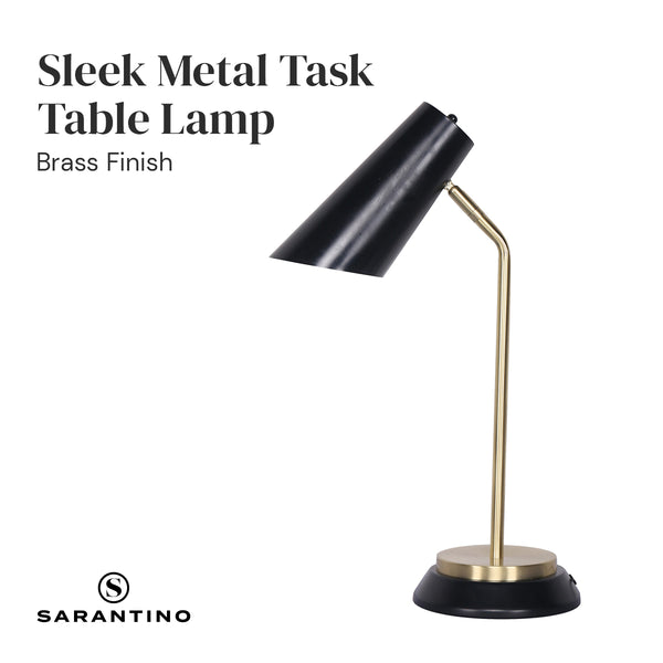 Sarantino Electric Reading Light Bedside Table Lamp Brass Finish Black