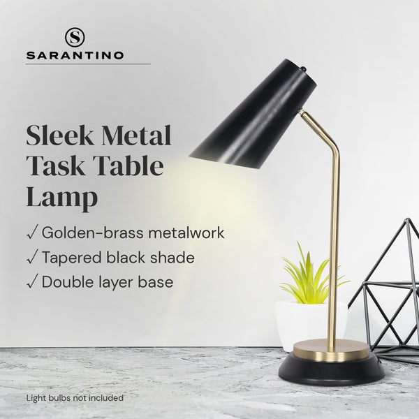 Sarantino Electric Reading Light Bedside Table Lamp Brass Finish Black