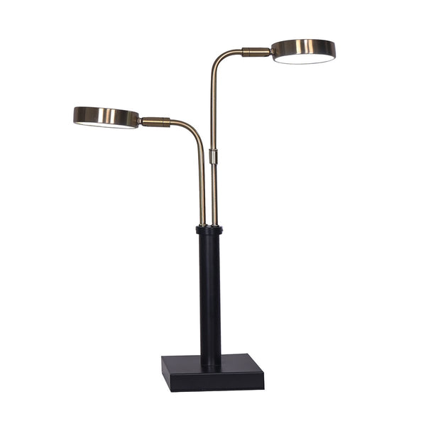 Sarantino LED Metal Table Desk Lamp Adjustable 2 Lights Brushed Gold Black
