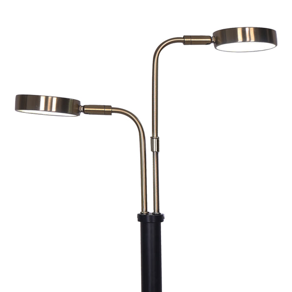 Sarantino LED Metal Table Desk Lamp Adjustable 2 Lights Brushed Gold Black